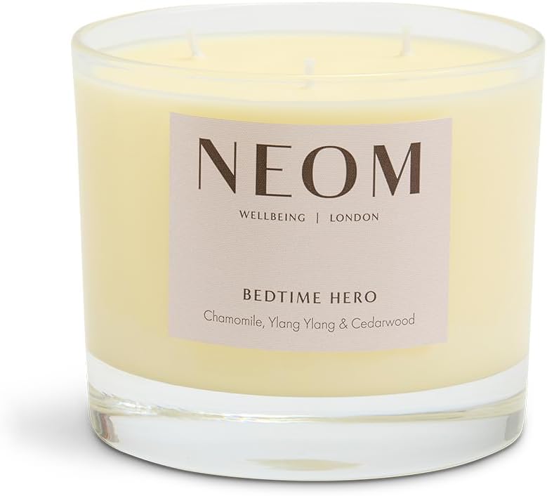 NEOM- Bedtime Hero Scented Candle, 3 Wick | Chamomile & Ylang Ylang | Essential Oil Aromatherapy Candle | Scent to Sleep