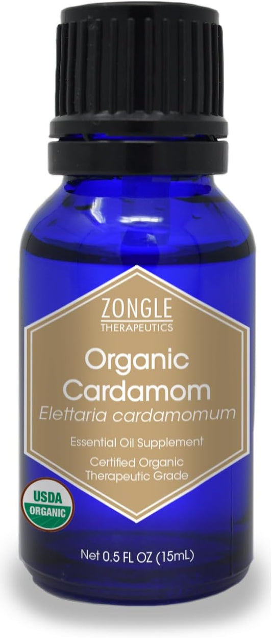 Organic, Cardamom Essential Oil, Food Grade – 100% Pure, Cardamom Oil, by Zongle Therapeutics, 15 ML