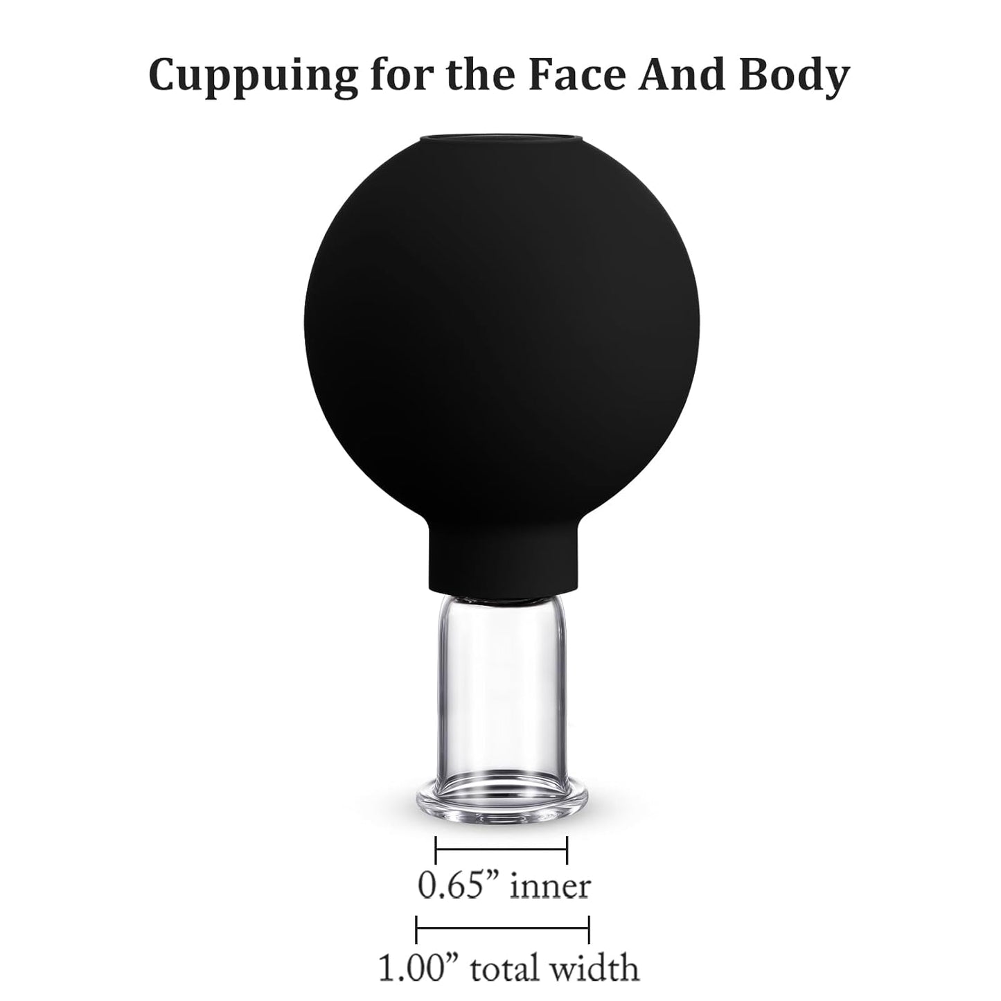 Nuanchu Facial Cupping Cup Black Glass Face Cup Silicone Cupping Massage Vacuum Suction Mug for Body Face Leg Arm Back Shoulder Muscle and Joint Pain(0.65 Inch Diameter)