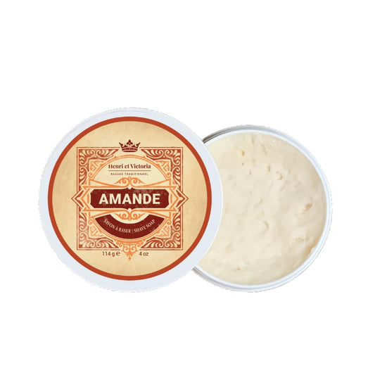 Traditional Shaving Soap For Men | Amande Fragrance | Smooth Shave, Lathers Up Nicely, Long-Lasting Scent | Canadian Made by Skilled Artisan 114 g (4 oz)