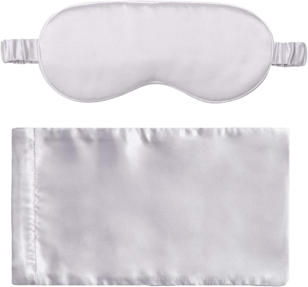 Silk Sleep Mask Light Blocking Luxury 100% Mulberry 19mm Silk Eye Mask Eye Cover Blindfold Ultra Soft Light & Comfy Anti Aging Skin Care with Travel Bag Gift Package