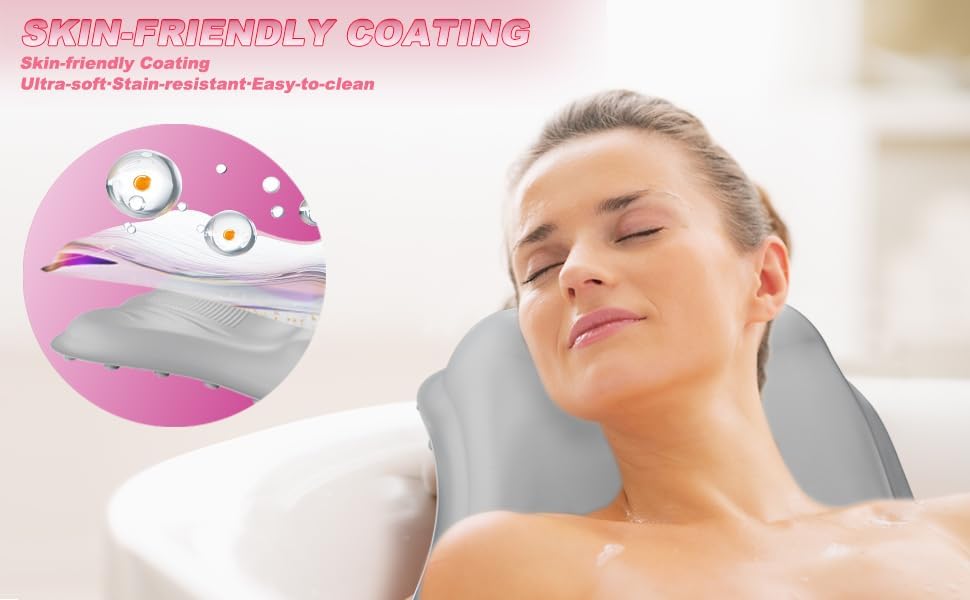 Bathtub Pillows for Head and Neck, Silicone Bath Pillows for Tub Bath Tub Pillow with 4 D Press Inflatable Airbag and 36 Non-Slip Strong Suction Cups,Bathtub Pillow Ergonomically Designed