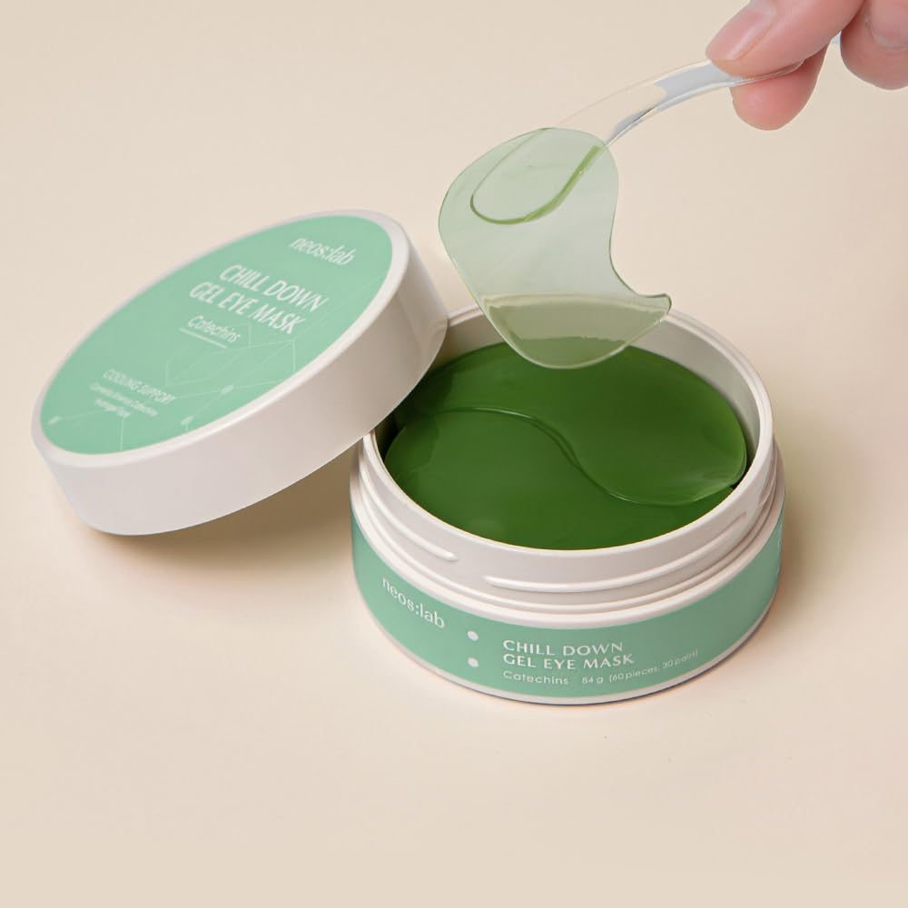 Chill Down Gel Eye Mask 60ea (30pairs) - Cooling Hydrogel Eye Patch with Catechins, Arnica Flower, Vitamins, Caffeine for Relieving Tired Eye Area, Brightening, Reducing Eye Bags, Puffy Eye