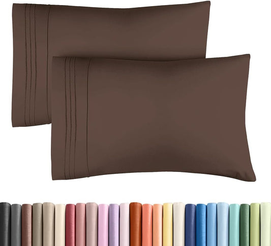Standard Pillow Cases Set of 2 - Ultra-Soft Hotel Quality Pillowcase Covers - Comfy & Wrinkle Free - Stain and Fade Resistant - Machine Washable Pillow Protectors - 2 Piece Set - Standard Size Brown