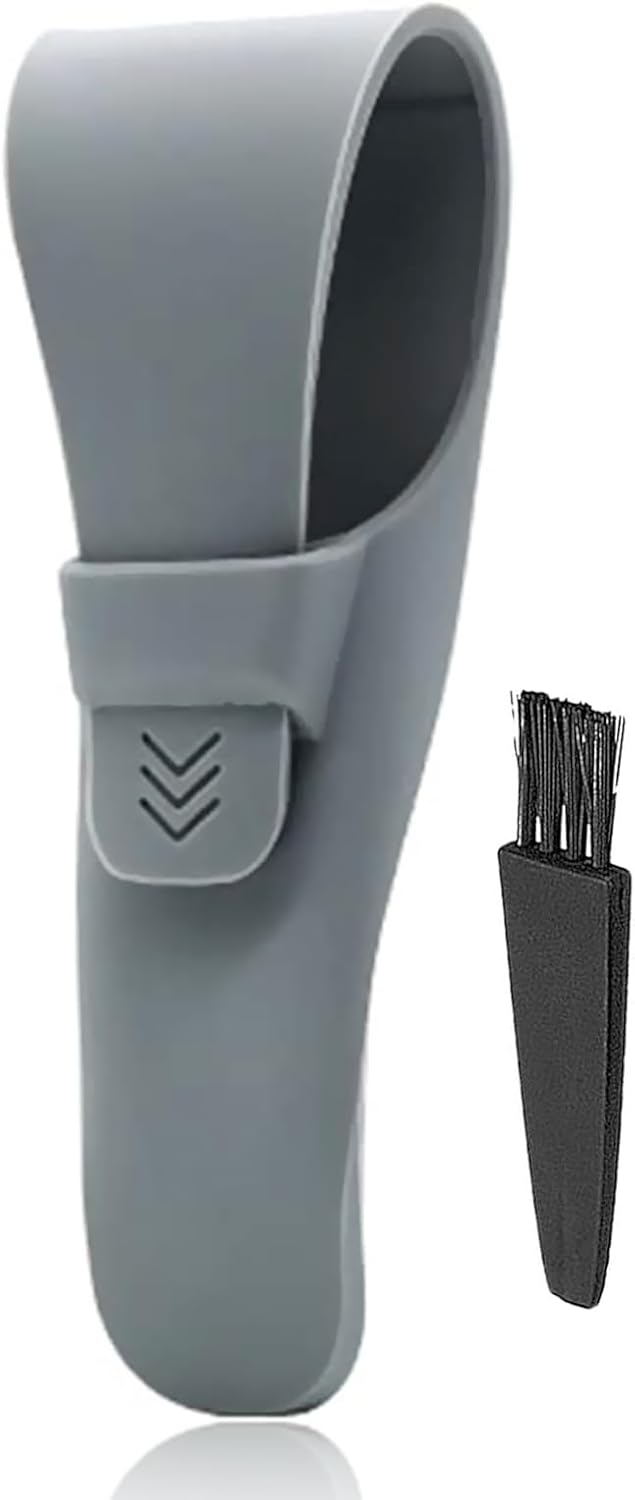 LinMei Silicone Razor Travel Case Compatible with Gillette, Parker, Merkur Razor (Grey+Cleaning Brush)
