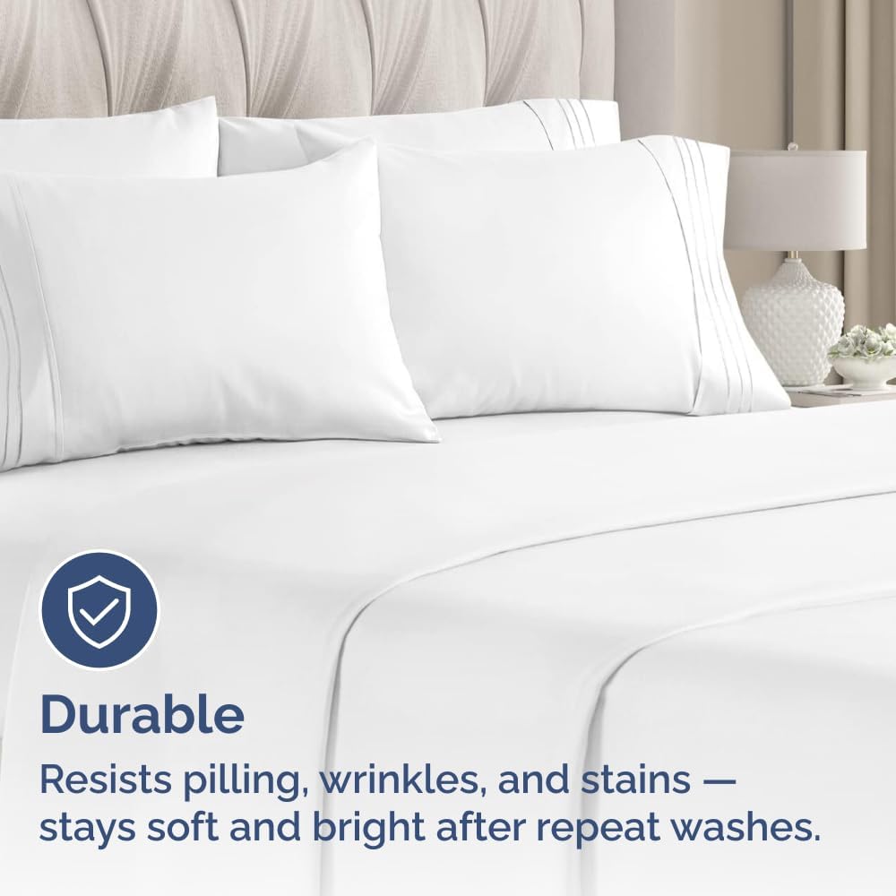 King Pillow Cases Set of 8 - Ultra Soft Hotel Quality Pillowcase Covers - Comfy & Wrinkle Free - Shrink, Stain and Fade Resistant - Easy-Care, Machine Washable Pillow Protectors - 8 Piece Set - White