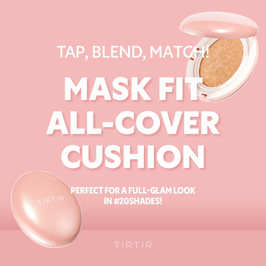 TIRTIR Mask Fit All Cover Pink Cushion Foundation | High coverage, Velvety Matte Finish, Lightweight, Flawless, Corrects Redness, Korean Cushion (#13N Fair Ivory, Full Size, 0.63 Fl Oz)