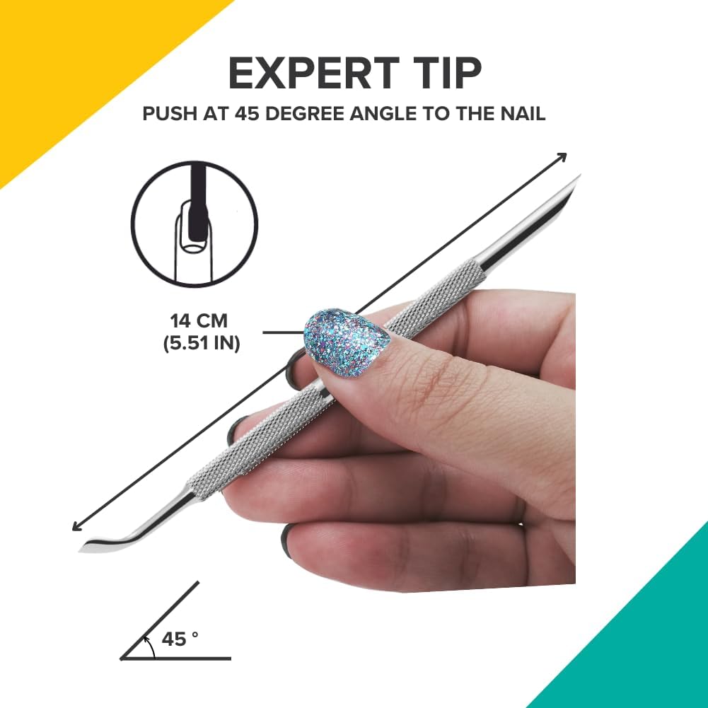 Rui Smiths Pro Cuticle Pusher with 2 Ends - Stainless Steel Manicure Tool - Style 102