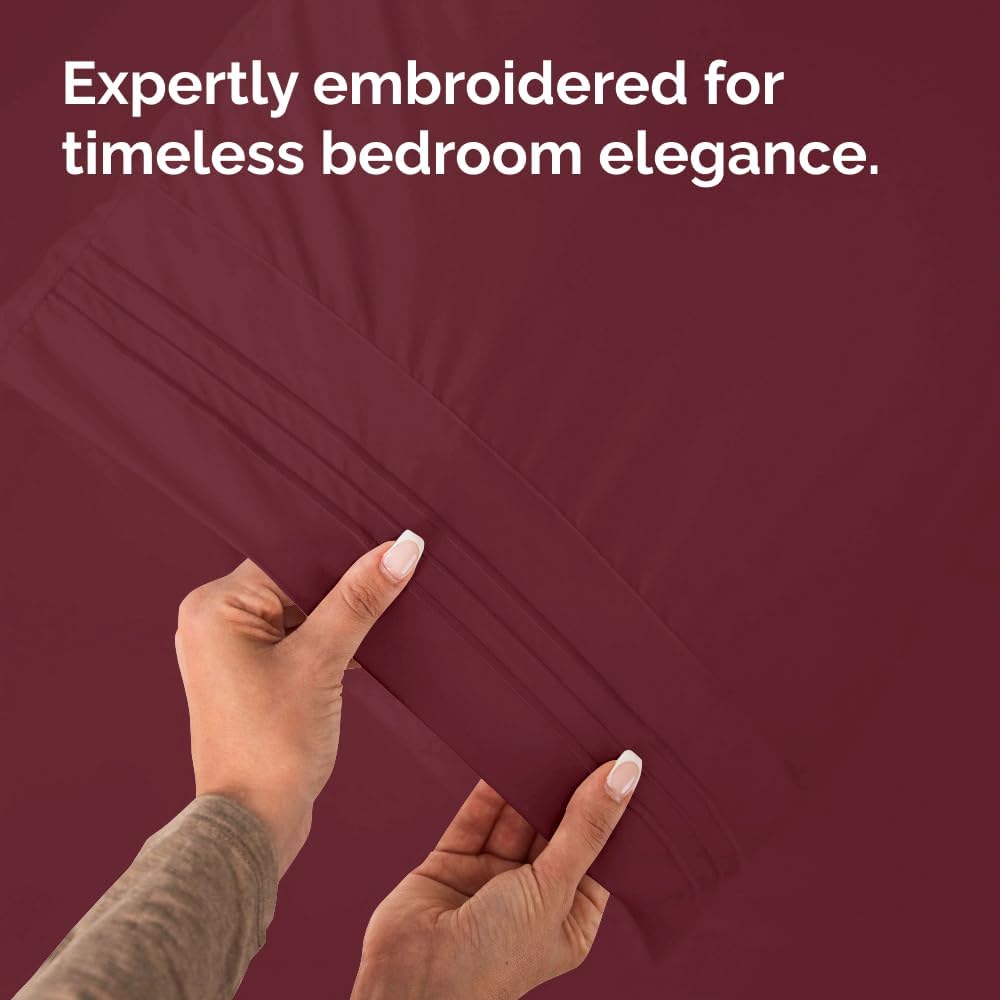 King Pillow Cases Set of 2 - Ultra Soft Hotel Quality Pillowcase Covers - Comfy, Cozy & Wrinkle Free - Shrinkage, Stain and Fade Resistant - Machine Washable Pillow Protectors - 2 Piece Set - Burgundy