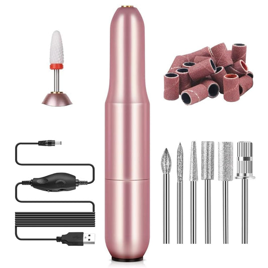 SAVILAND Electric Nail Drill: 2025 Electric Nail File Rose Efile Nail Drill Professional Manicure with 6PCS Nail Drill Bits Portable Nail File & Salon Use Manicure Pedicure at Home
