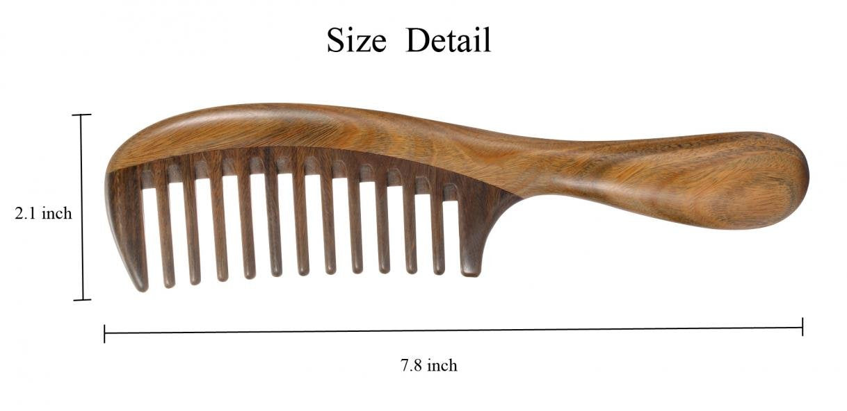 Louise Maelys 2pcs Wooden Wide Tooth Hair Comb Sandalwood Tail Combs for Curly Thick Hair Styling