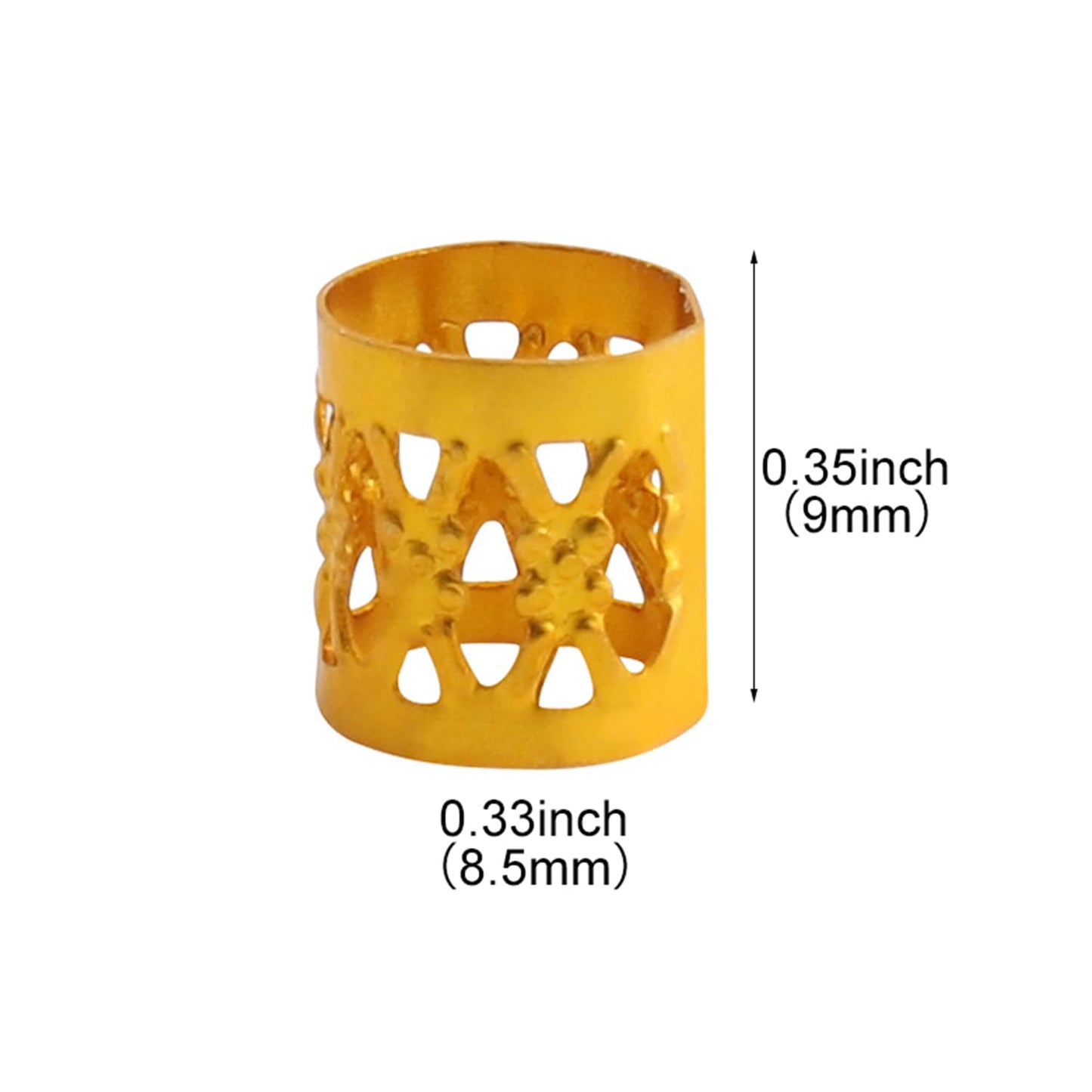 SEVENHEAD 50 Pcs Dreadlock Beads Hair Accessories - Adjustable Hair Rings, Cuffs and Metal Braiding Clips for Braids (Gold)