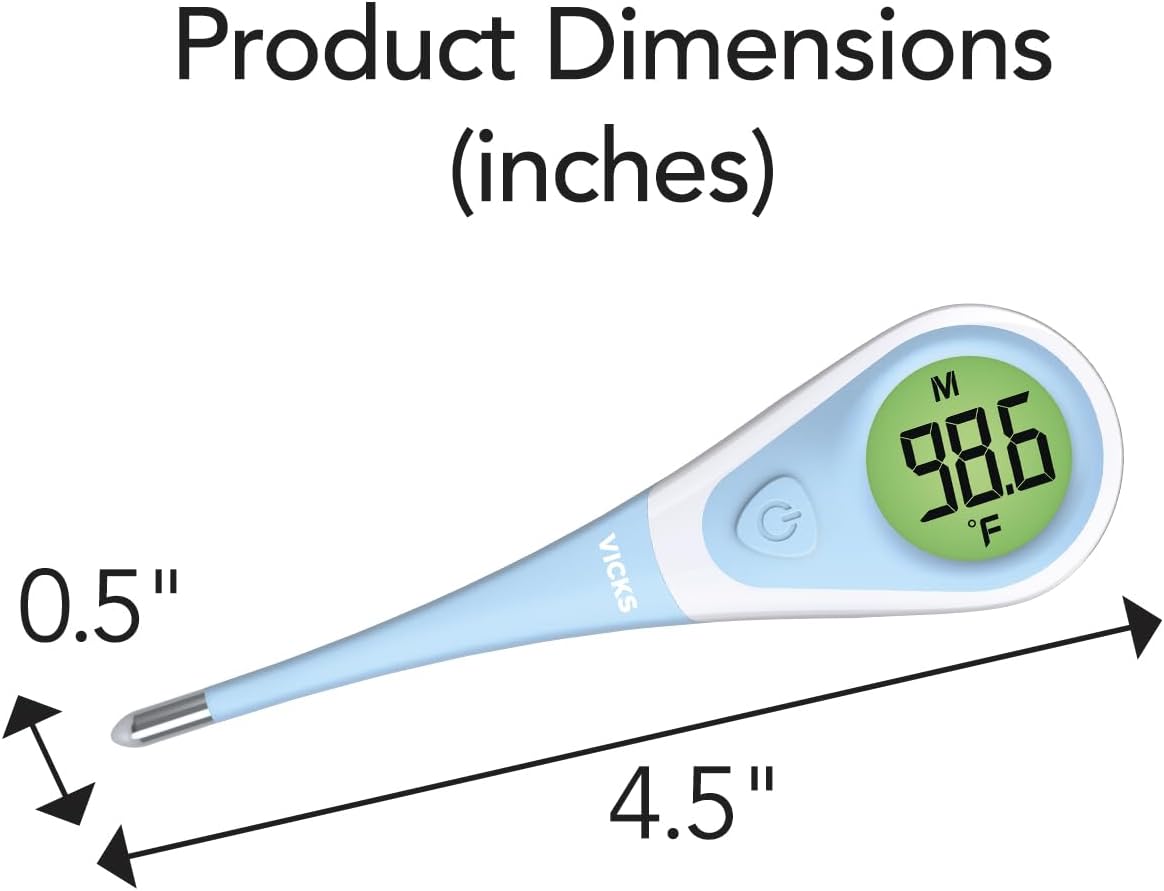 Vicks ComfortFlex Digital Thermometer: Accurate Color-Coded Reading in 8 Seconds, Digital Thermometer for Adults & Children, Oral, Rectal, or Under Arm Use