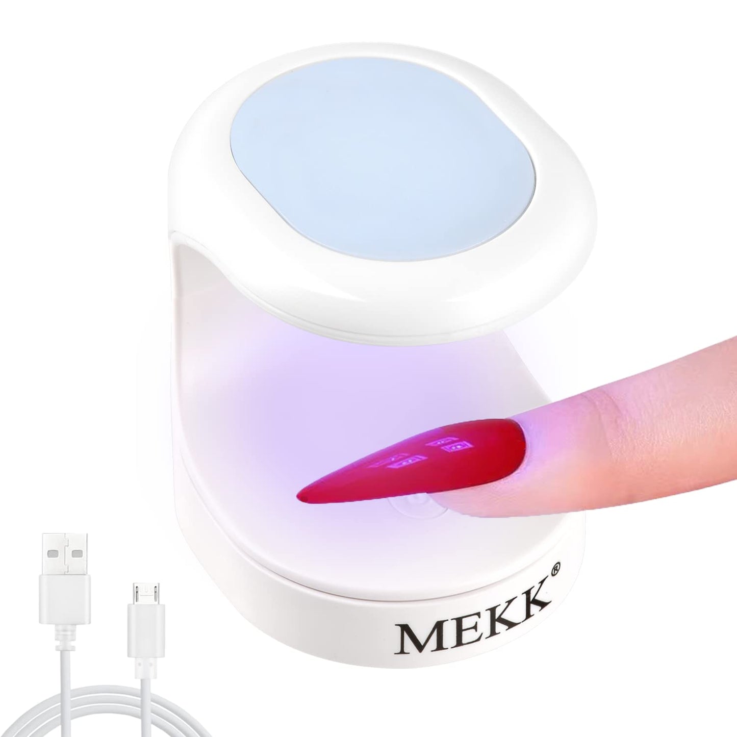 MEKK Mini UV Light for Gel Nails,16W Single Finger UV LED Nail Lamp,Portable Small Professional Flash Cure Lamp,Compact Design for Home and Salon -Blue