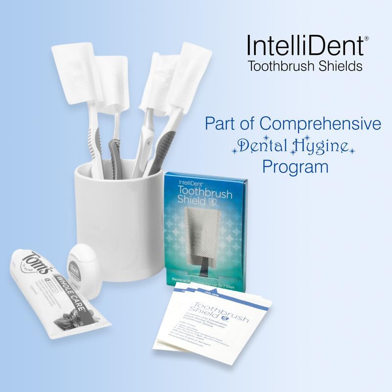Intellident Toothbrush Shields - Toothbrush Head Cover Caps - Breathable, Quick-Drying & Disposable - Perfect for Travel, Home & Office Use - 20 Count (Pack of 2)