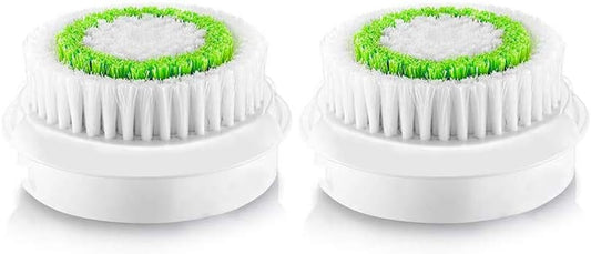 Replacement Facial Cleansing Brush Heads, Facial Cleansing Brush Head, Exfoliator Facial Brush Heads, for Acne Prone, Clogged and Enlarged Pores Skins (2 Pack/Green)