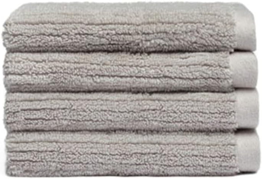 Cozy Earth Ribbed Washcloth Set - 60% Cotton 40% Viscose from Bamboo Bathroom Washcloths - Soft & Absorbent Textured Ribbed Pattern - 4 Pack Light Grey