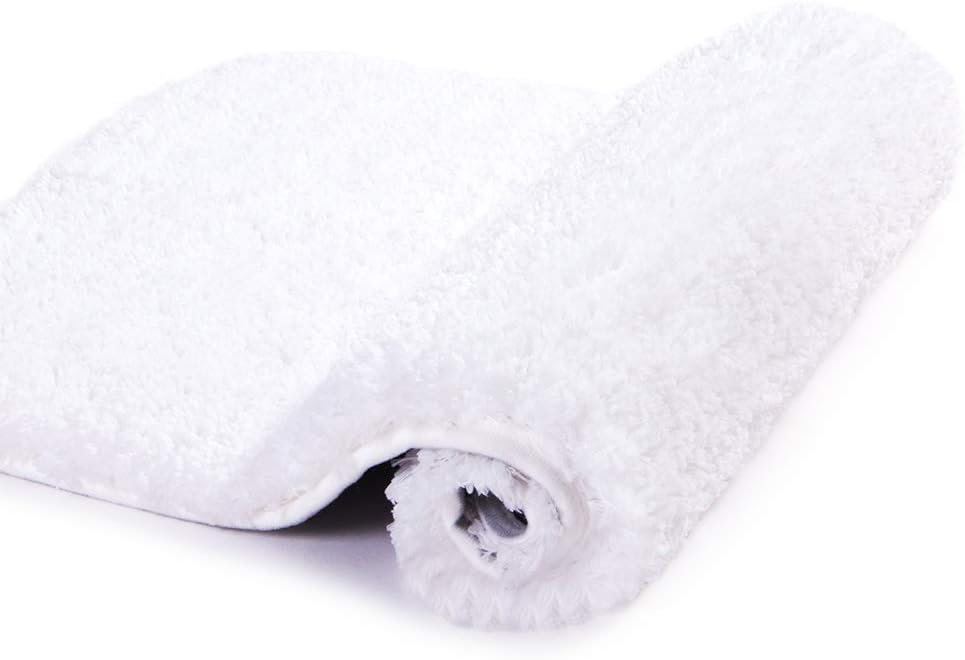 Walensee Bath Rug for Bathroom Non Slip Bathroom Mat (20 x 32, White) Water Absorbent Soft Microfiber Shaggy Bathroom Rug Machine Washable Bath Mat