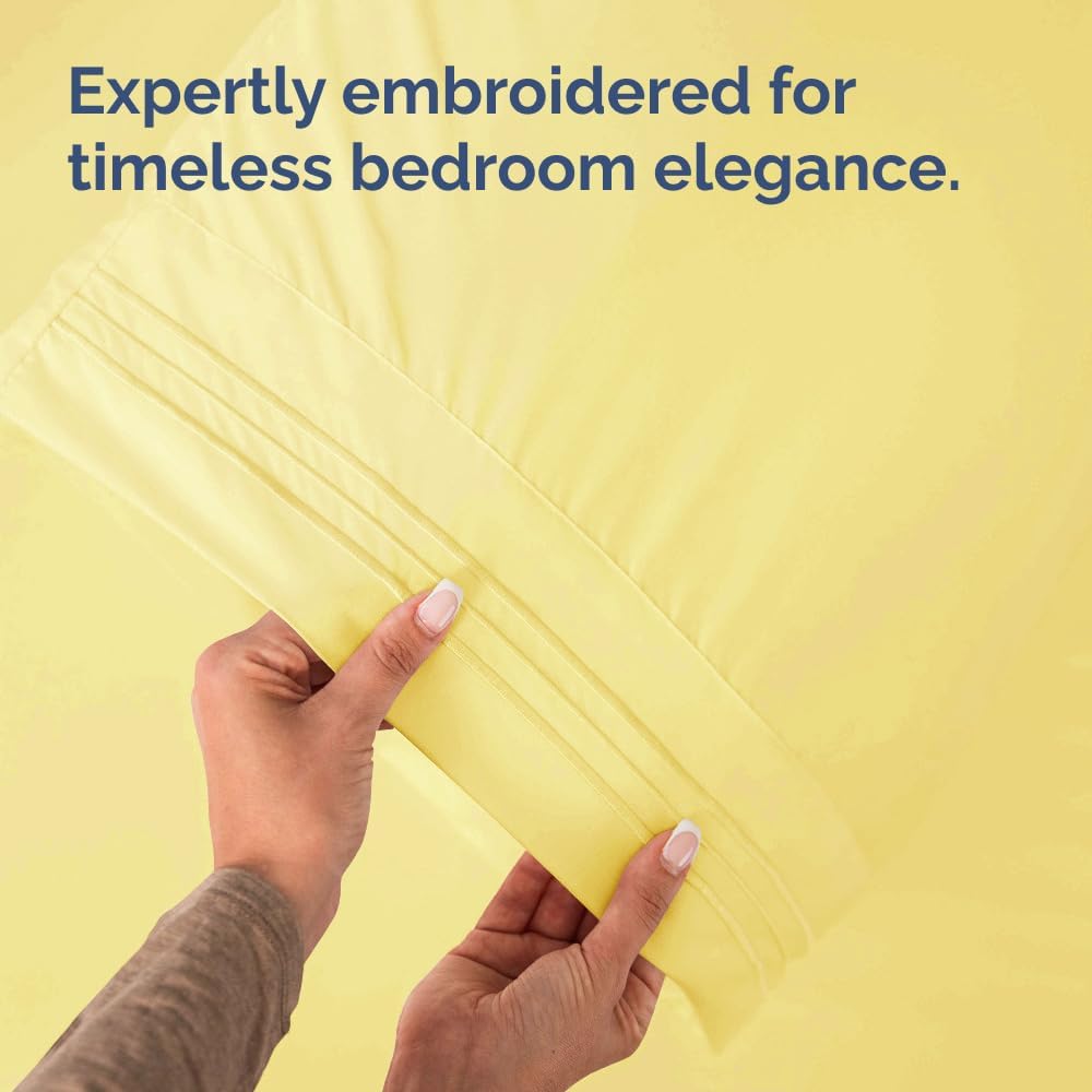 King Pillow Cases Set of 2 - Ultra Soft Hotel Quality Pillowcase Covers - Comfy, Cozy & Wrinkle Free - Shrinkage, Stain and Fade Resistant - Machine Washable Pillow Protectors - 2 Piece Set - Yellow