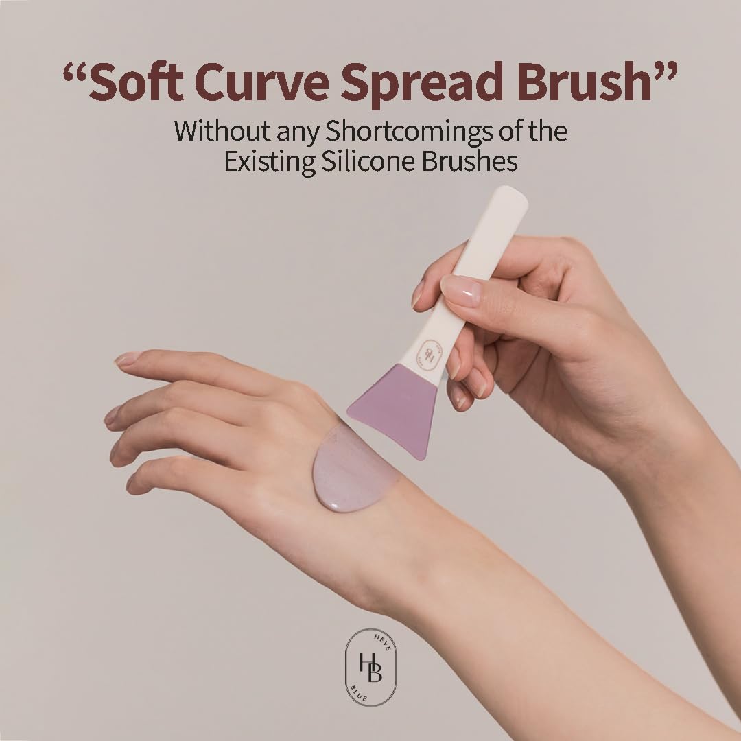 HEVEBLUE Soft Curve Spread Brush - Face Mask Applicator, Skincare Enhancer, Easy to Clean, Korean Skincare, Face Mask Brush, Mask Applicator Tool, Silicon Brush, JellyBrush, Mother's Day Gift
