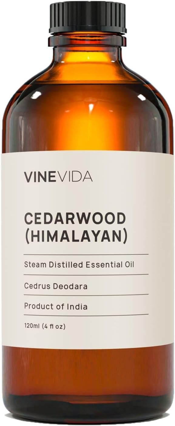 VINEVIDA Cedarwood Himalayan Essential Oil 4 oz - Undiluted Cedarwood Oil 4 oz - Cedarwood Candle Oil Scent - DIY Candle Scents for Candlemaking - Bulk Essential Oil for Soap Making Safe for Skin