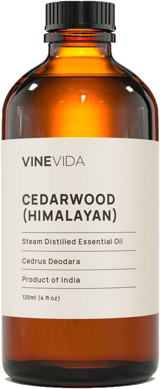 VINEVIDA Cedarwood Himalayan Essential Oil 4 oz - Undiluted Cedarwood Oil 4 oz - Cedarwood Candle Oil Scent - DIY Candle Scents for Candlemaking - Bulk Essential Oil for Soap Making Safe for Skin