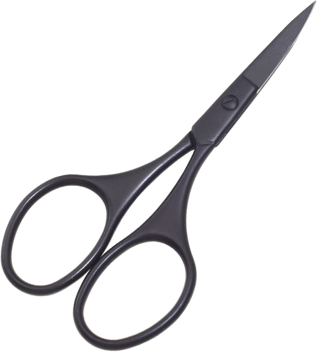Multicolor Professional Grooming Scissors for Personal Care Facial Hair Removal and Ear Nose Eyebrow Trimming Stainless Steel Fine Straight Tip Scissors 3.9 Inch (Black Set D)