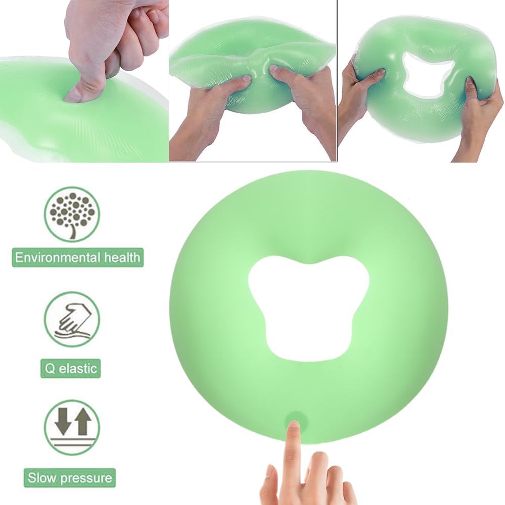 Silicone Face Massage Pillow,SPA Beauty Face Relax Headrest,Salon Skin Care Soft Overlay Travel Head Support,Green