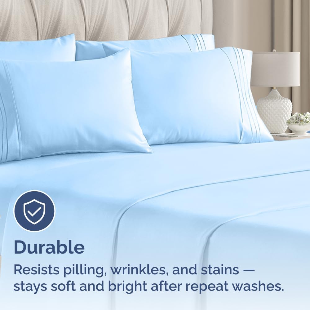 King Pillow Cases Set of 10 - Ultra Soft Hotel Quality Pillowcase Covers - Comfy. Cozy & Wrinkle Free - Shrink, Stain and Fade Resistant - Machine Washable Pillow Protectors - 10 Pcs Set - Light Blue