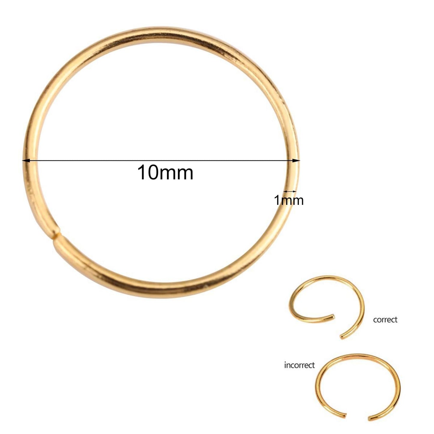 SEVENHEAD 50 Pcs Dreadlock Beads Hair Accessories Circle Rings Adjustable Cuffs Braiding Hair Decoration Clips Metal Hair Decoration for Braids(KC Gold 1mm*10mm)