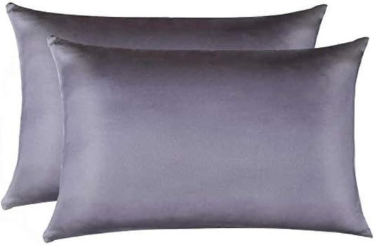 100% Mulberry Silk Pillowcases Set of 2 for Hair and Skin and Super Soft and Breathable Queen Size Nature Silk Pillowcases (Queen, Gray)