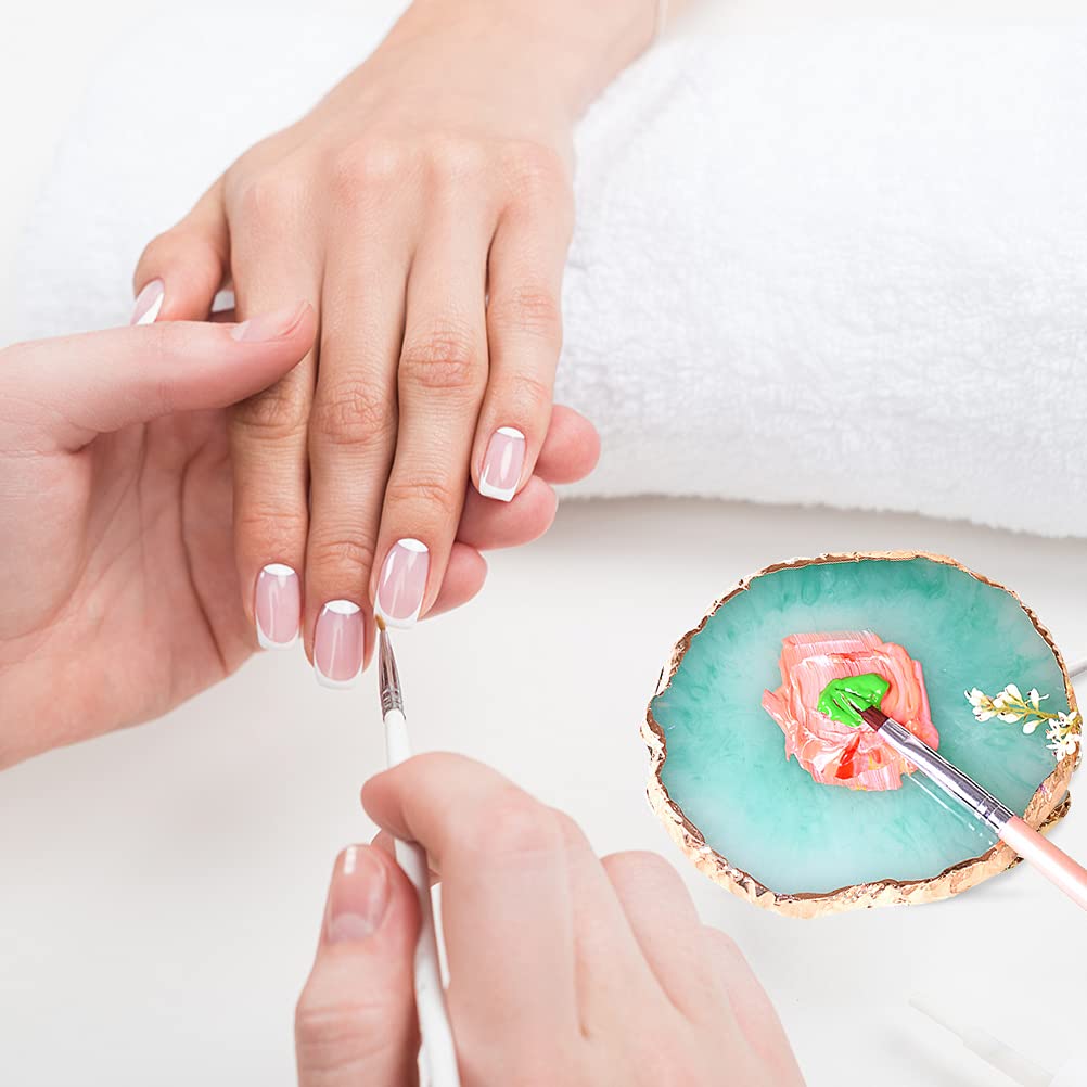 2 Pcs Resin Nail Art Palette, Nail Art Painting Palettes Gold Edge Nail Holder Nail Art Display Board