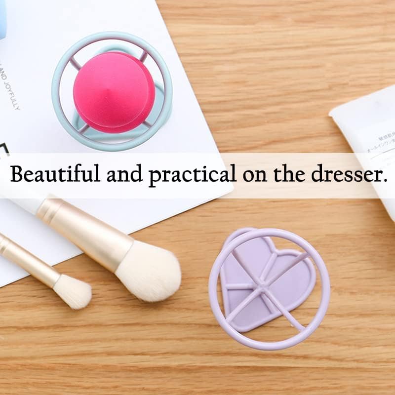 2Pcs (Purple+Blue) Makeup Sponge Puff Display Stand Beauty Egg Storage Rack, Sponge Drying Rack Stand Holder Egg Powder Puff Drying Shelf, Makeup Blenders and Sponges