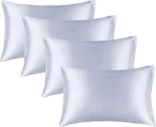 BEDELITE Satin Pillowcase for Hair and Skin, Super Soft Similar to Silk Pillow Cases 4 Pack with Envelope Closure, Cooling Pillowcases for Women Men (20"x30" Queen Size, Evening Haze)