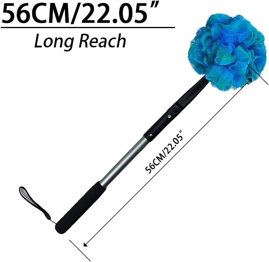 EASACE Long Handled Loofah with Sponges by Shower,Back Scrubber & Bath Sponges,Body Exfoliator Luffa on a Stick,for Elderly & Disabled, Soft Loofah for Bathing Men & Women
