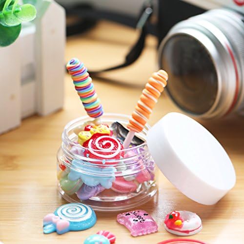 SATINIOR 12 Pack 1 oz Plastic Container Jars with Lids Round Clear Travel Cosmetic Container Slime Jars for Toiletries, Lotion, Cream, Ointments, Makeup, Rhinestone, Samples, Kitchen Storage(White)