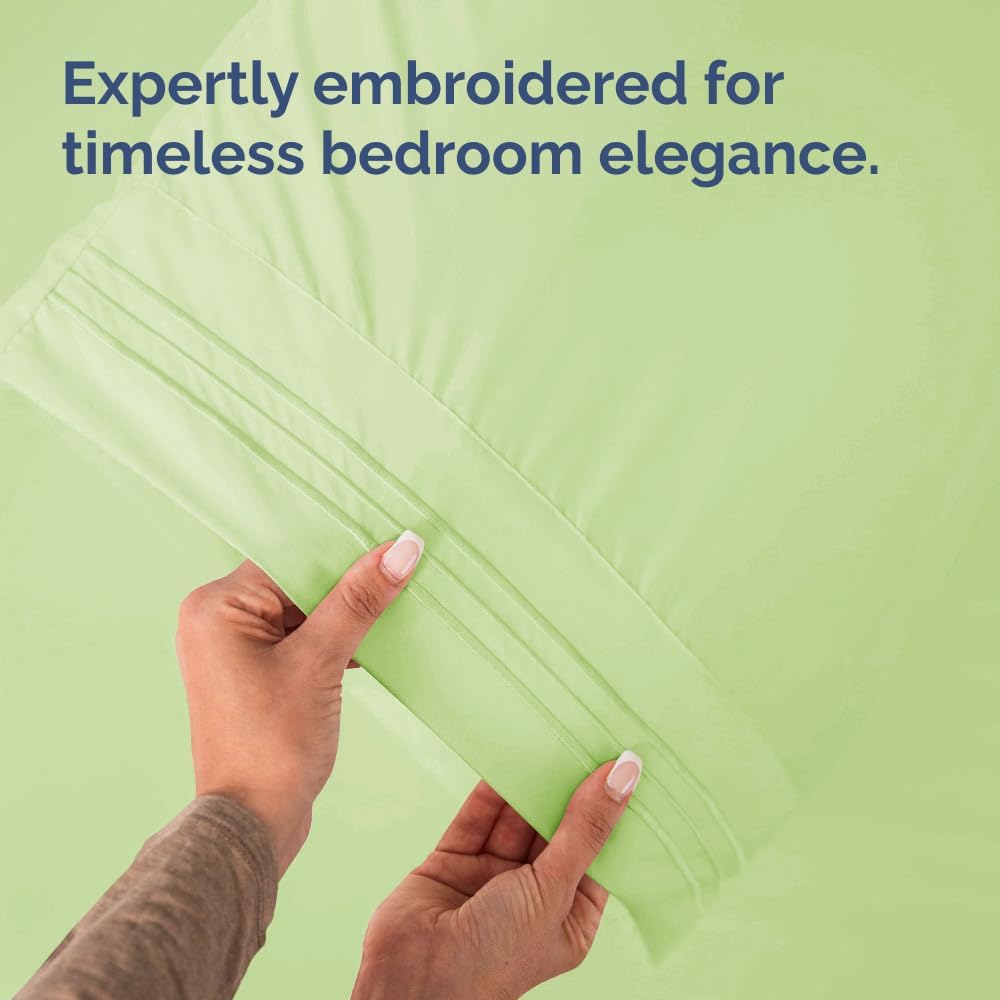 King Pillow Cases Set of 2 - Ultra Soft Hotel Quality Pillowcase Covers - Comfy, Cozy & Wrinkle Free - Shrinkage & Fade Resistant - Machine Washable Pillow Protectors - 2 Piece Set - Light Sage Green