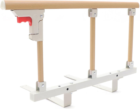 Bed Rail, Bedside Foldable Wooden Bed Assist Grab Bar - Easy to Assemble, Safety Frame for Seniors Care, Safe Handrail Available for Most of Bed Size Adjustable Bed Guard Support