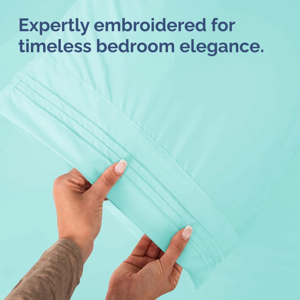 Queen Pillow Cases Set of 4 - Ultra Soft Hotel Quality Pillowcase Covers - Comfy, Cozy & Wrinkle Free - Shrinkage, Stain & Fade Resistant - Machine Washable Pillow Protectors - 4 Piece Set - Spa Blue