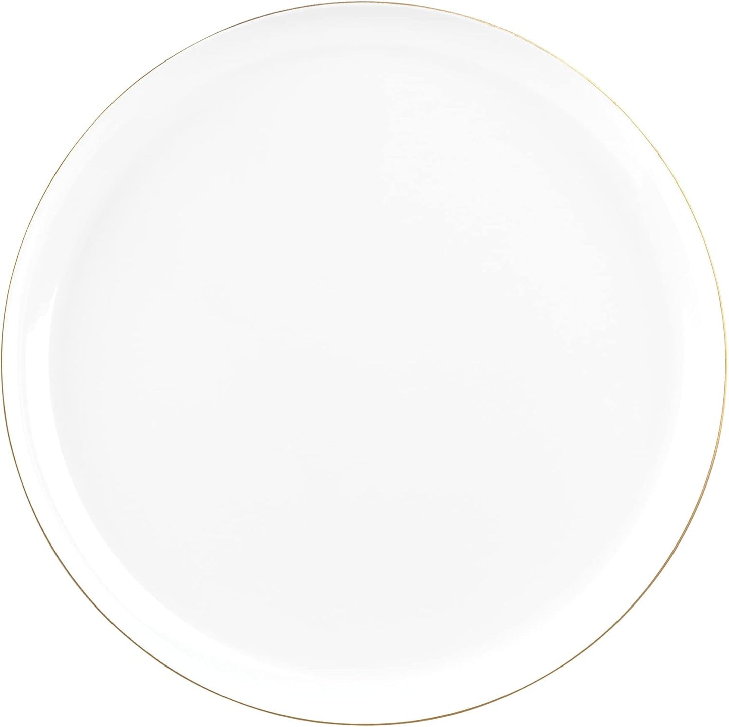 PLASTICPRO [30 Pack 8.6''] White Plastic Party Plates With Gold Rim Edge Collection Premium heavyweight Elegant Disposable Tableware Dishes