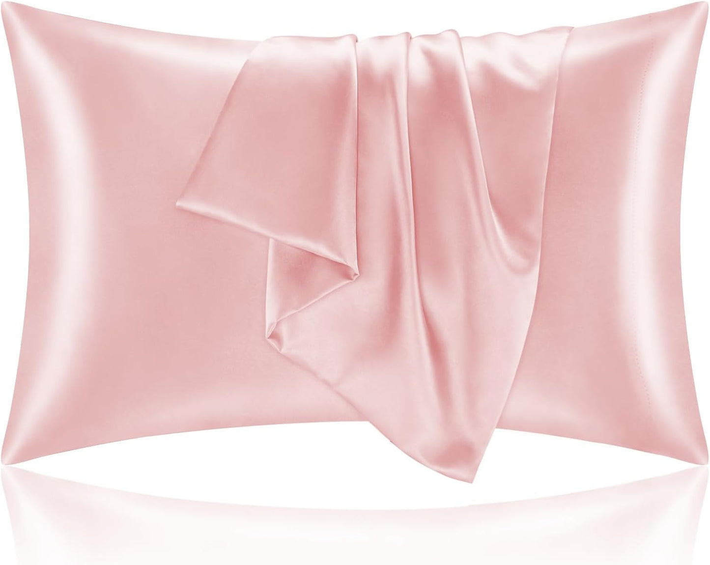 BEDELITE Satin Pillowcase for Hair and Skin, Super Soft and Cooling Similar to Silk Pillow Cases 2 Pack with Envelope Closure, Gift for Women Men(20"x40" King Size, Pink)