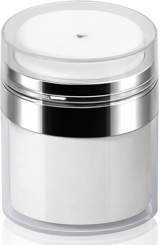 Airless Pump Jar - 0.5 Oz Lotion Dispenser with Pump Travel Container for Skincare, Refillable Empty Jars Vacuum Bottle for Moisturizer, Skincare, Makeup