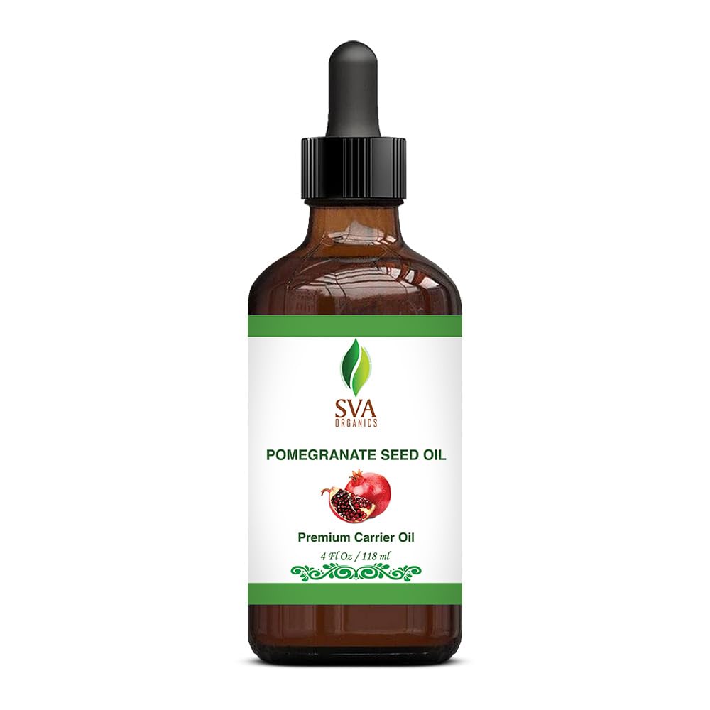 SVA Pomegranate Seed Organic - 4 Fl Oz – 100% Natural Cold Pressed Organic Pomegranate Oil - for Face, Skin Care, Hair Care, Scalp Massage & Body Massage – Carrier Oil with Dropper
