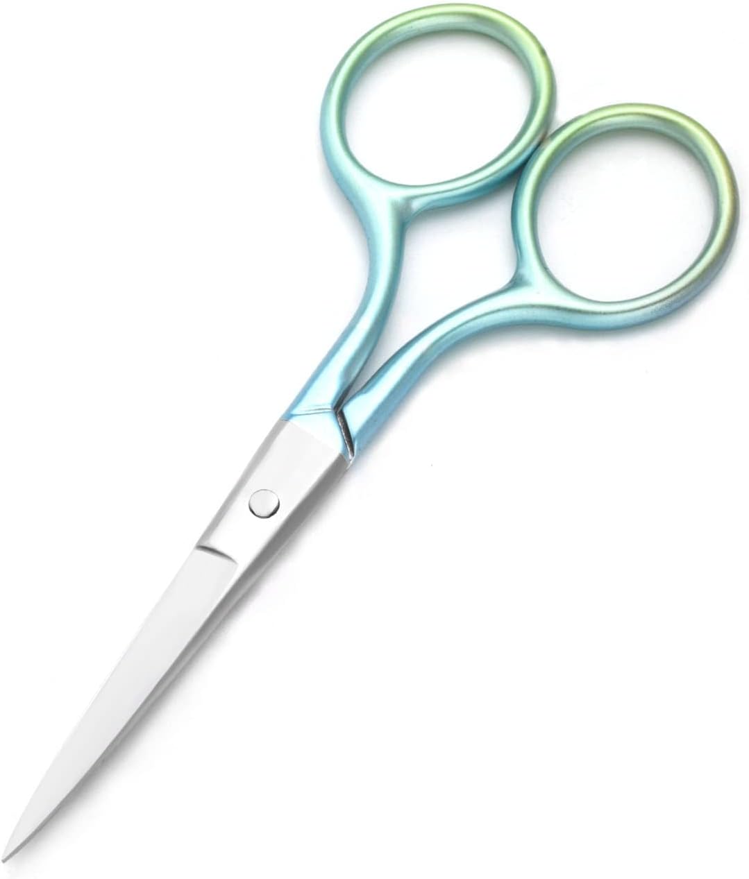 Multicolor Professional Grooming Scissors for Personal Care Facial Hair Removal and Ear Nose Eyebrow Trimming Stainless Steel Fine Straight Tip Scissors 3.9 Inch (Green+Pink)