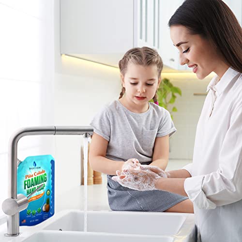 Bastion Foaming Hand Soap Refills: 32oz Pouch Pina Colada Scented Antibacterial Instant-Foam Bulk Hand Wash