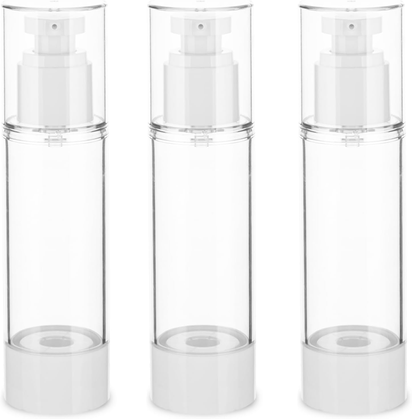 2.7OZ/80ML Clear Airless Pump Bottles, Lotion Dispenser Travel with Pump, Vacuum Plastic Travel Size Lotion Bottle for Foundation, Creams, Cosmetic(3 Pack)