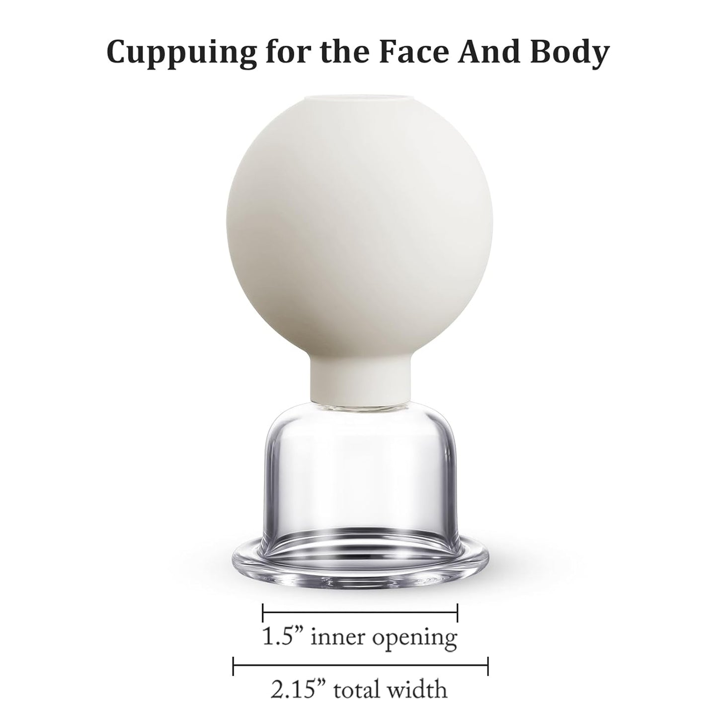 Nuanchu Facial Cupping Cup White Glass Face Cup Silicone Cupping Massage Vacuum Suction Mug for Body Face Leg Arm Back Shoulder Muscle and Joint Pain(1.5 Inch Diameter)