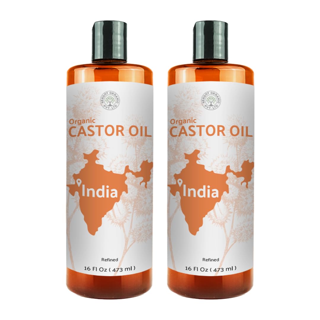 Organic Castor Oil Direct From India - Cold Pressed Castor Oil For Face - Hexane Free (32 oz)