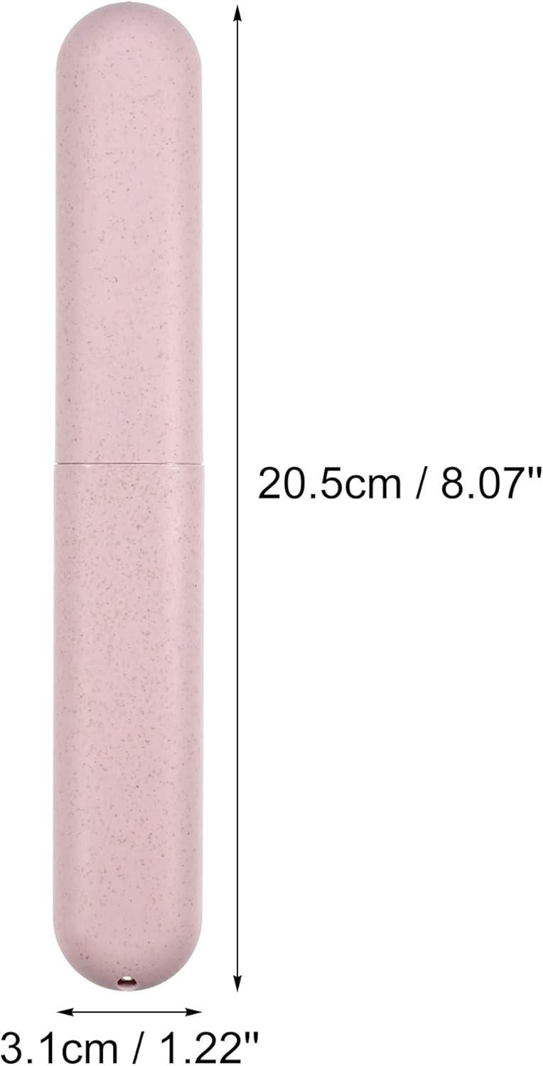 VOCOSTE 2pcs, Traveling Toothbrush Holders Case, PP Toothbrush Case for Travel Business, Beige, Pink, 8.07''x1.22''x0.83''