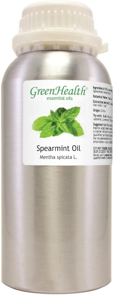 GreenHealth Spearmint Essential Oil 16 fl oz – 100% Pure & Uncut, Therapeutic Grade, Natural Aromatherapy Oil in Aluminum Bottle